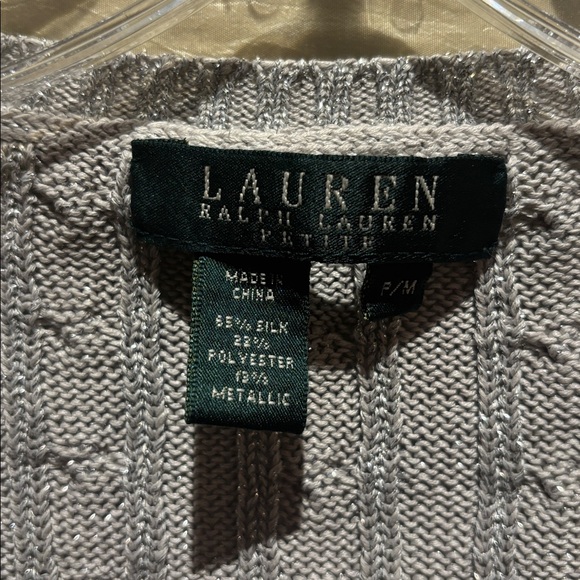Ralph Lauren Women's V-Neck Sweater -metallic silver silk polyester &metallic - Picture 3 of 3
